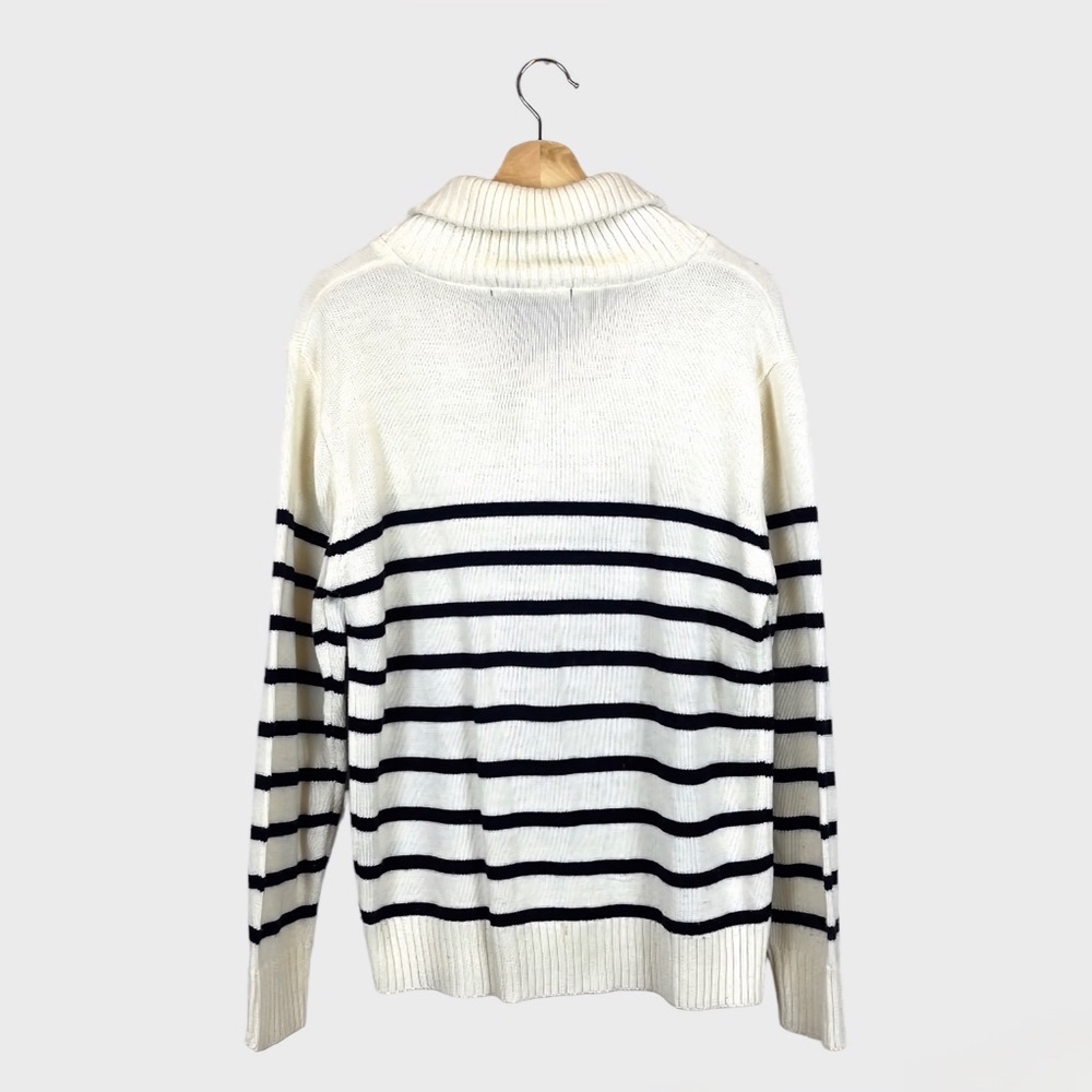 I-Link Premium Quality Black Stripped Shawl Collar Pullover Sweater - Picture 2 of 7